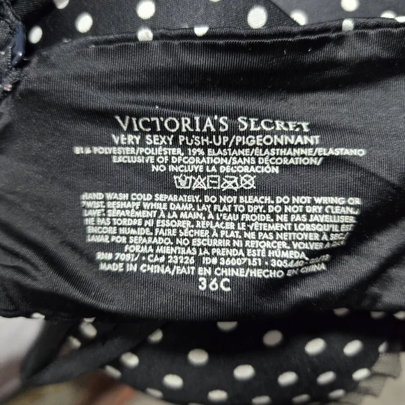 Victoria's Secret Black and White Polka Dot Bra, faux diamond, lace. - Picture 6 of 6